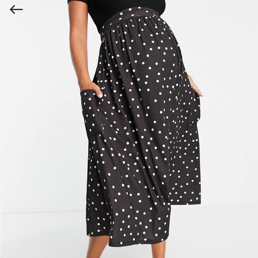 ASOS Maternity Black Polka Dot Midi Skirt